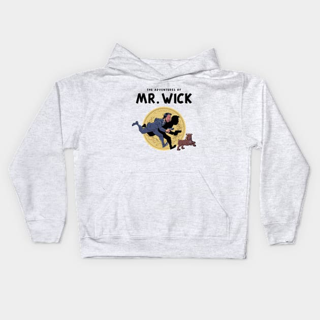 The Adventures Of Mr. Wick Kids Hoodie by Three Meat Curry